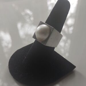 Toni Gard Stainless Steel Pearl Ring Size 7.75